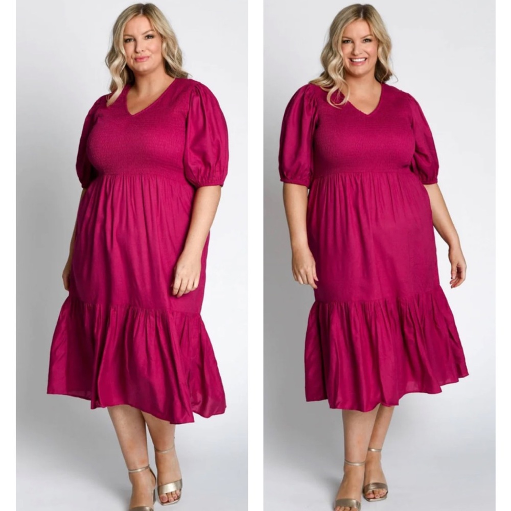 Dani Marie Mia Smocking Blouse Short Puff Sleeve Dress French Plum 26